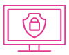 Security icon on a computer to represent managed security services at work. 