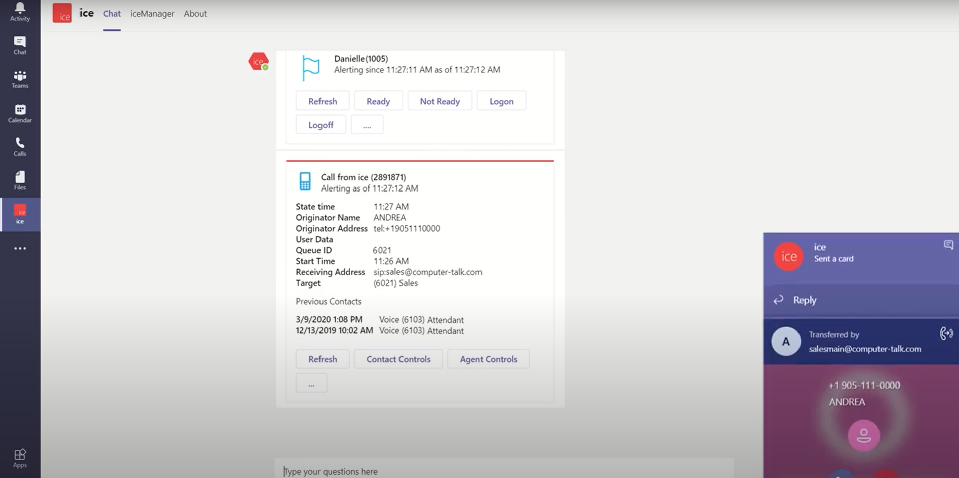 ComputerTalk ice Contact Center for Microsoft Teams